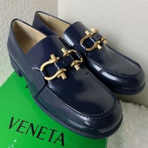 Bottega Veneta Blue Leather Loafers Women's Size: 7 | IT 37.5